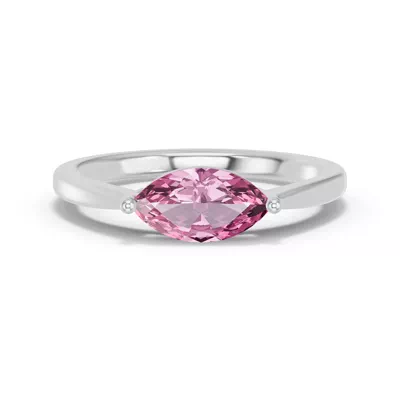 Marquise Pink Tourmaline East-West Silver Ring