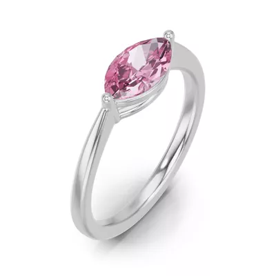 Marquise Pink Tourmaline East-West Silver Ring