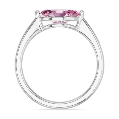 Marquise Pink Tourmaline East-West Silver Ring