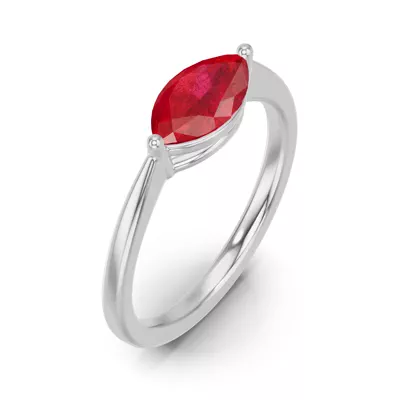 Marquise Ruby East-West Silver Ring