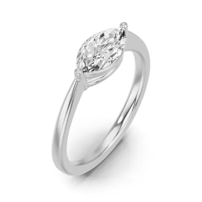 Marquise Lab Diamond East-West Silver Ring