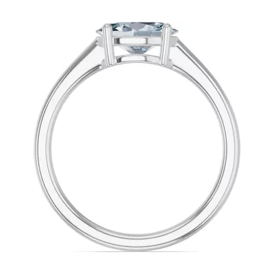 Oval Aquamarine East-West Silver Ring