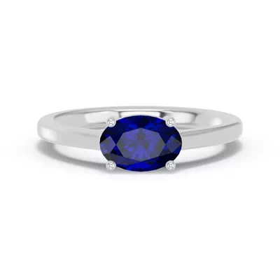 Oval Sapphire East-West Silver Ring