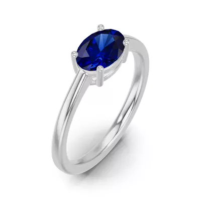 Oval Sapphire East-West Silver Ring
