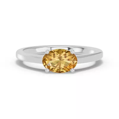 Oval Citrine East-West Silver Ring