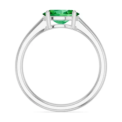 Oval Emerald East-West Silver Ring