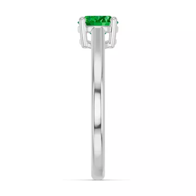 Oval Emerald East-West Silver Ring
