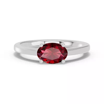 Oval Garnet East-West Ring