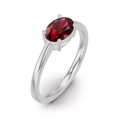 Oval Garnet East-West Ring