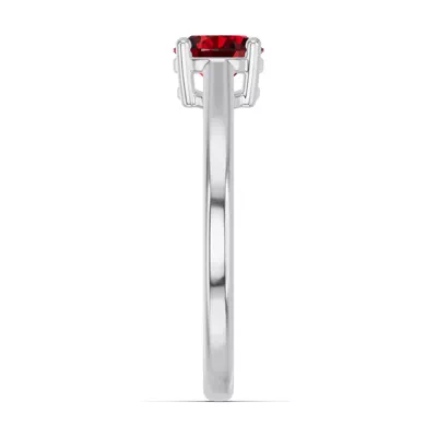 Oval Garnet East-West Silver Ring