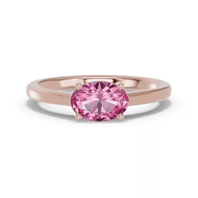 Oval Pink Tourmaline East-West Ring