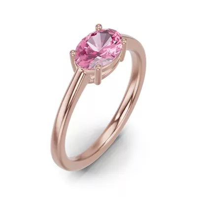 Oval Pink Tourmaline East-West Ring