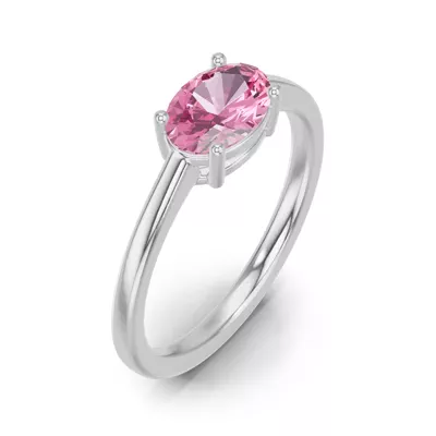 Oval Pink Tourmaline East-West Ring