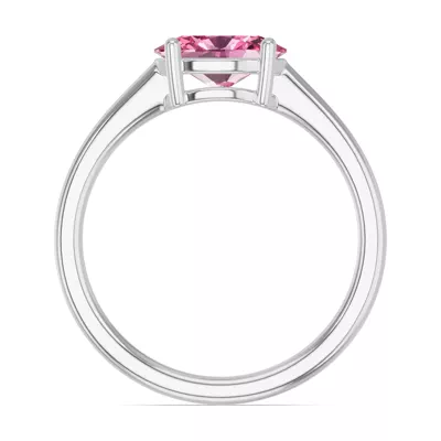 Oval Pink Tourmaline East-West Silver Ring