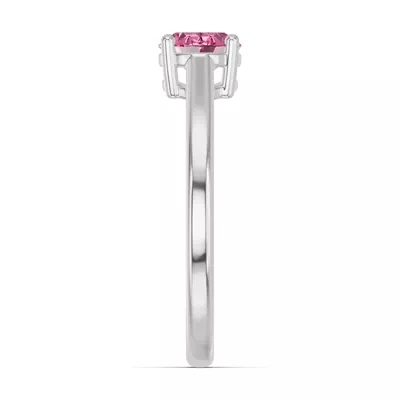 Oval Pink Tourmaline East-West Silver Ring