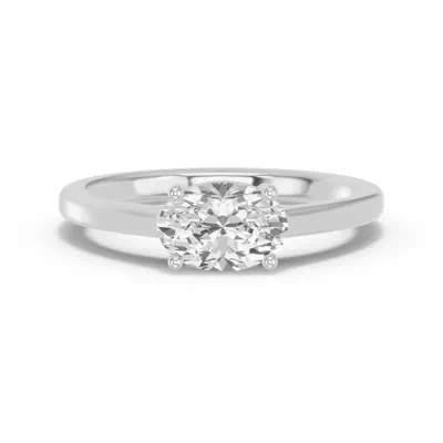 Oval Lab Diamond East-West Silver Ring