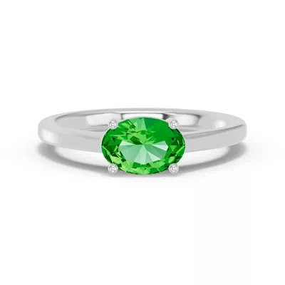 Oval Tsavorite East-West Ring
