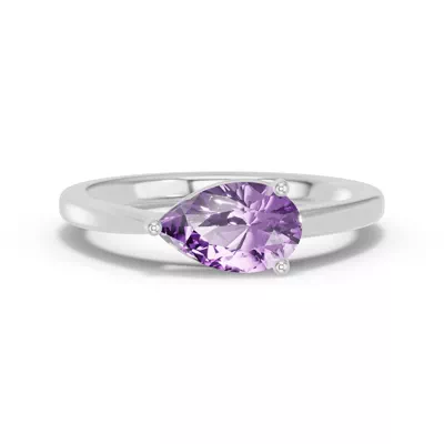 Pear-Shaped Amethyst East-West Ring