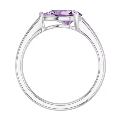 Pear-Shaped Amethyst East-West Silver Ring