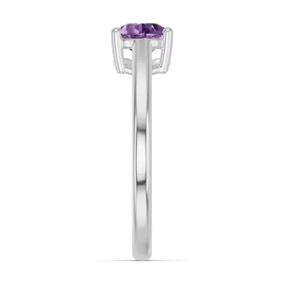 Pear-Shaped Amethyst East-West Silver Ring