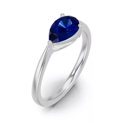 Pear-Shaped Sapphire East-West Ring