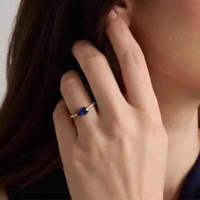 Pear-Shaped Sapphire East-West Ring