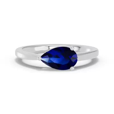 Pear-Shaped Sapphire East-West Silver Ring
