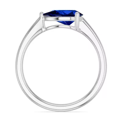 Pear-Shaped Sapphire East-West Silver Ring