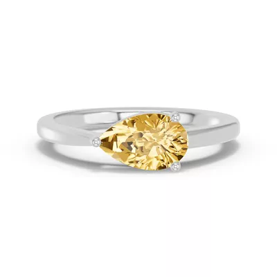 Pear-Shaped Citrine East-West Silver Ring