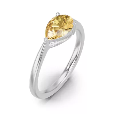 Pear-Shaped Citrine East-West Silver Ring