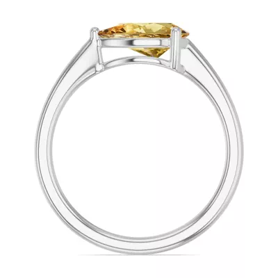 Pear-Shaped Citrine East-West Silver Ring