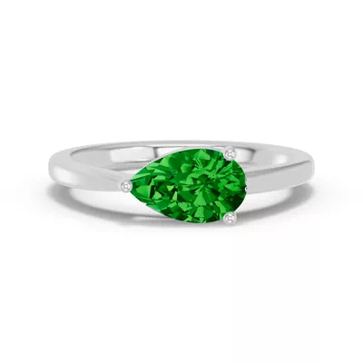 Pear-Shaped Emerald East-West Ring