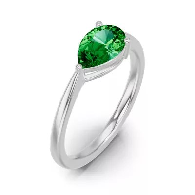 Pear-Shaped Emerald East-West Ring