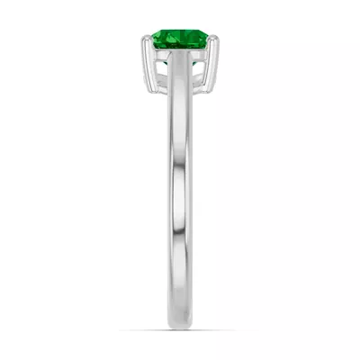 Pear-Shaped Emerald East-West Silver Ring