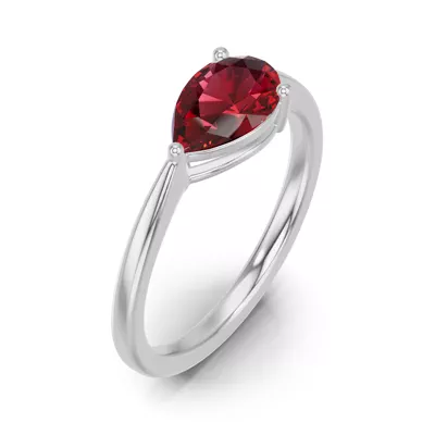 Pear-Shaped Garnet East-West Silver Ring