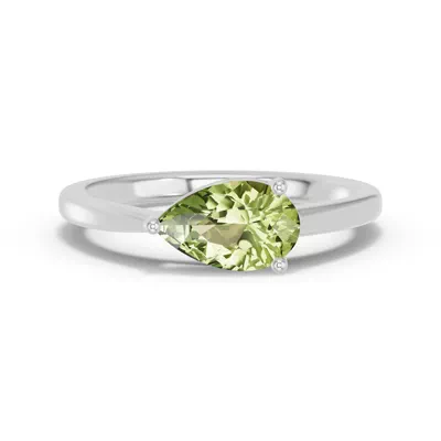 Pear-Shaped Peridot East-West Ring