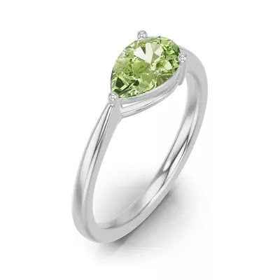 Pear-Shaped Peridot East-West Silver Ring