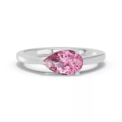 Pear-Shaped Pink Tourmaline East-West Ring
