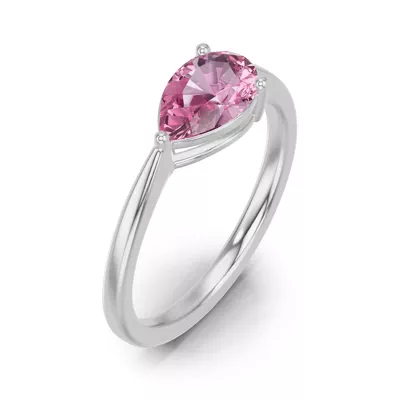 Pear-Shaped Pink Tourmaline East-West Ring