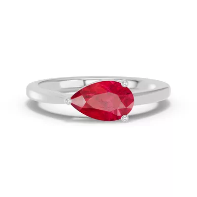 Pear-Shaped Ruby East-West Ring