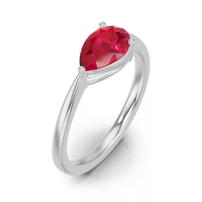 Pear-Shaped Ruby East-West Ring