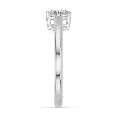 Pear-Shaped Lab Diamond East-West Silver Ring
