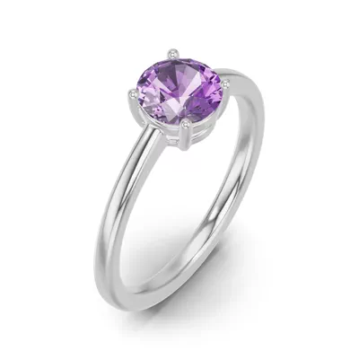 Round Amethyst East-West Ring
