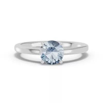 Round Aquamarine East-West Ring