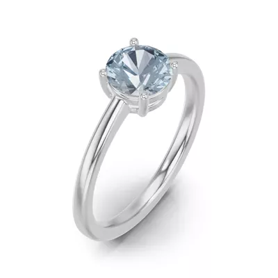Round Aquamarine East-West Ring