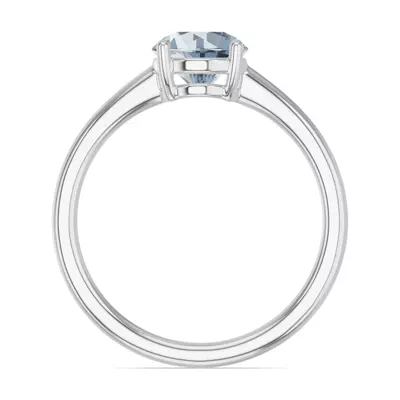 Round Aquamarine East-West Silver Ring