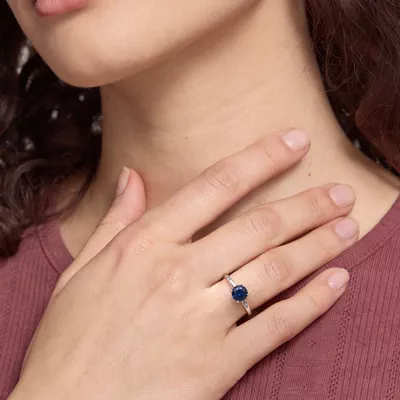 Round Sapphire East-West Ring