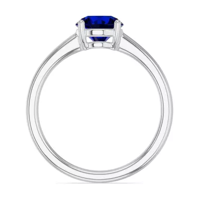 Round Sapphire East-West Silver Ring