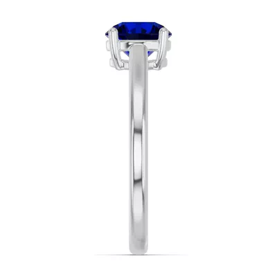 Round Sapphire East-West Silver Ring