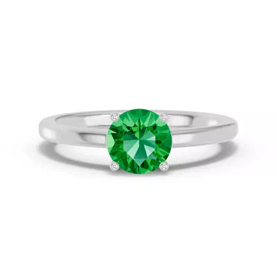 Round Emerald East-West Silver Ring